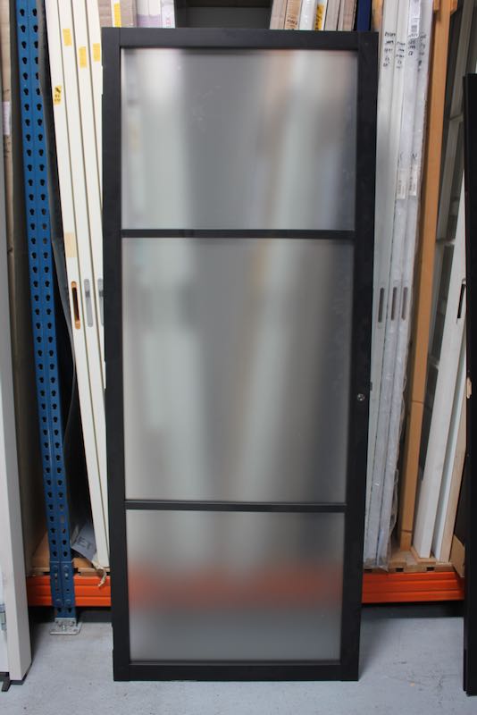 Svedex NDB Nova Diep Zwart Afgelakt 87.5x220.5 Stomp Links Incl. Mat/Satijn Glas en RVS Loopslot (Schade Deur)